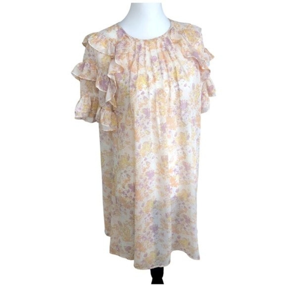 VICI Beachy Boho Cottagecore Fairy Sheer Ruffle Sleeve Mini‎ Dress M